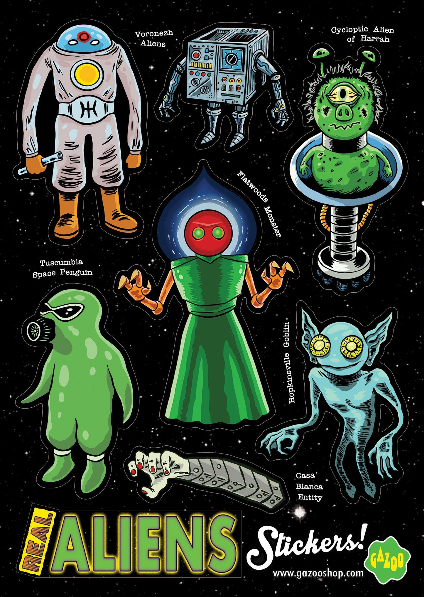 REAL ALIENS Sticker Sheet (Set B)